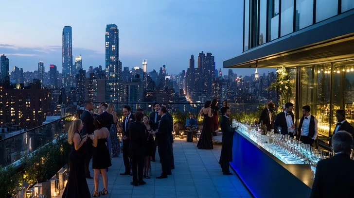 Elegant rooftop gathering - Nick Gasparro corporate event entertainer Chicago