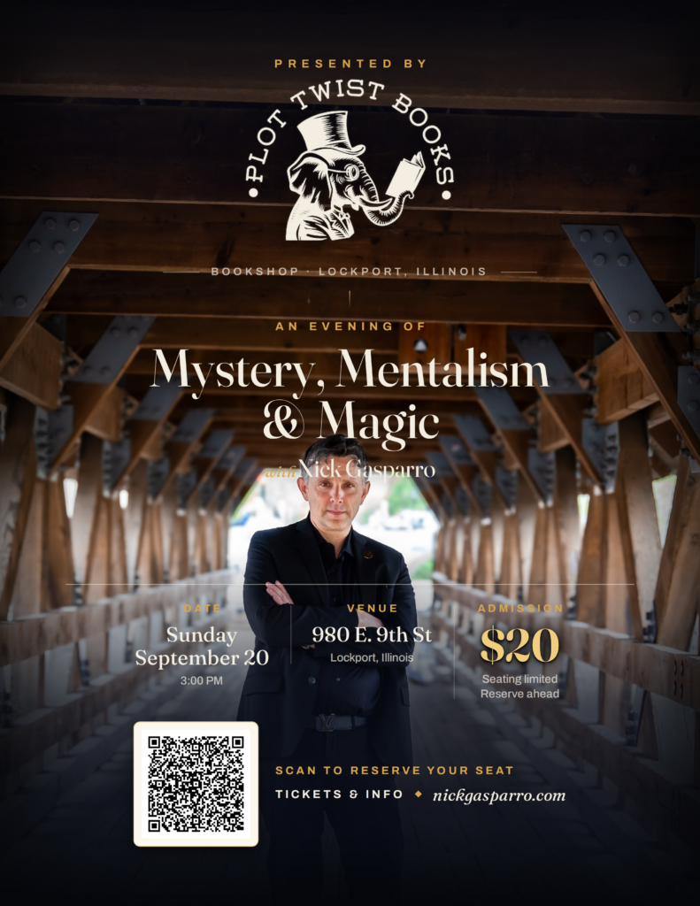 Live mentalism show at Plot Twist Books Lockport