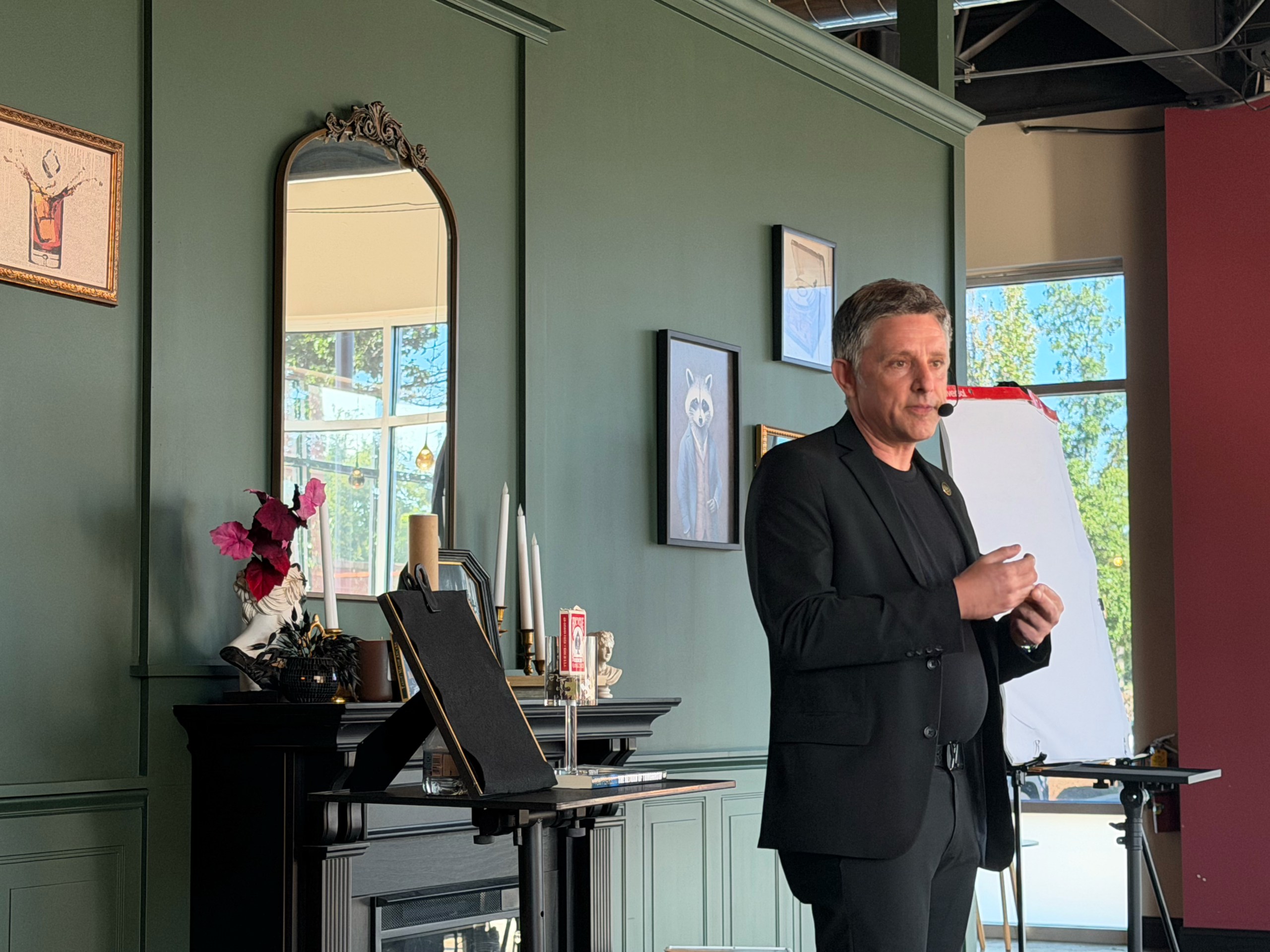 Banquet manager magician partnership: tableside performance inside a Naperville area restaurant lounge